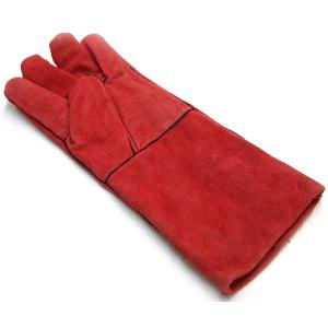 RED WELDING LEATHER GLOVES (16")-PAKISTAN